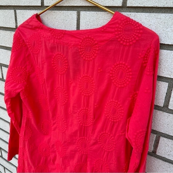 Helen Jon Coral Embroidered Split Hem V-Neck Tunic Swim Coverup Resortwear - Picture 6 of 13